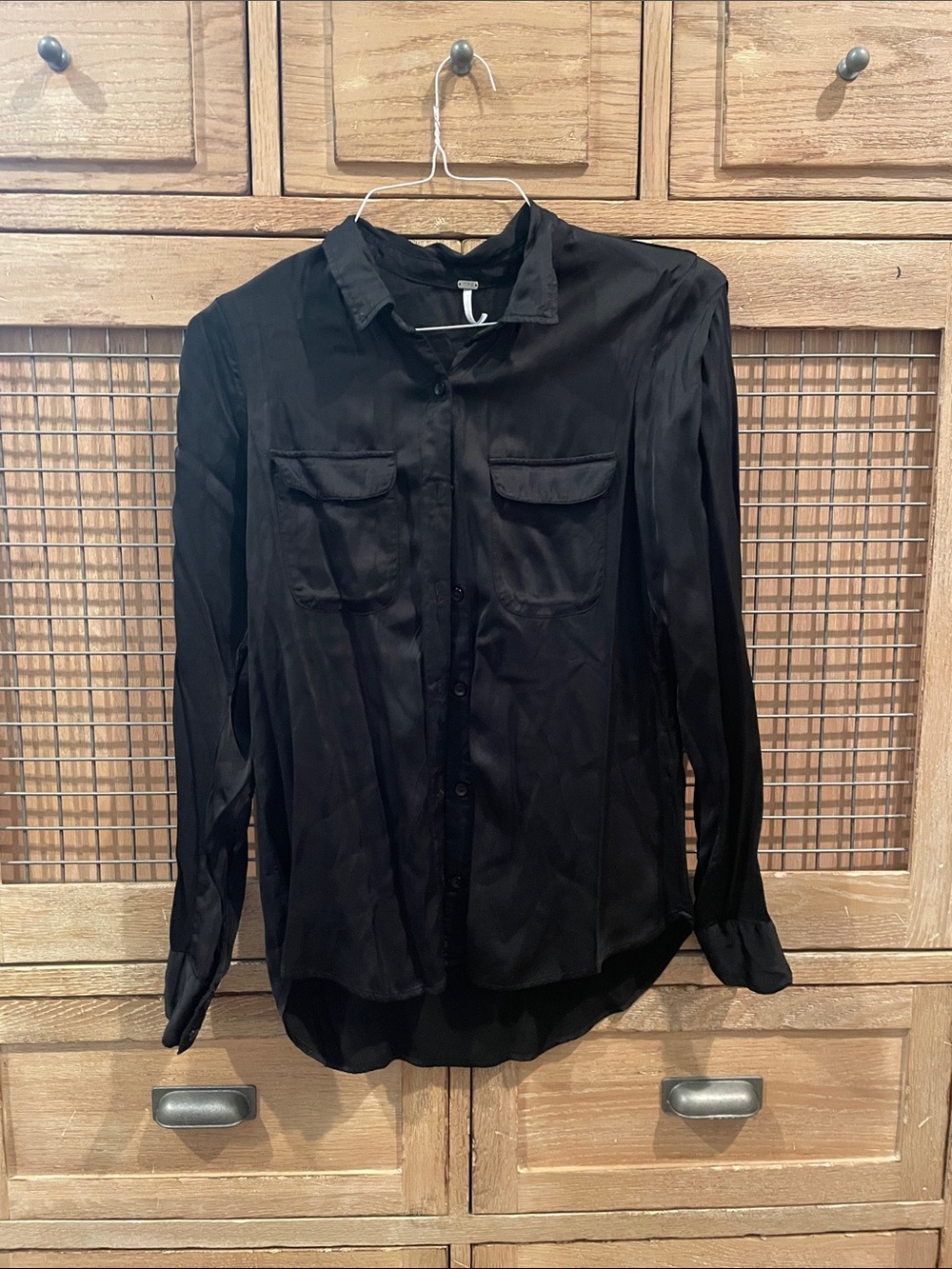 Young Fabulous & Broke Black Button-Front Long-Sleeve Blouse